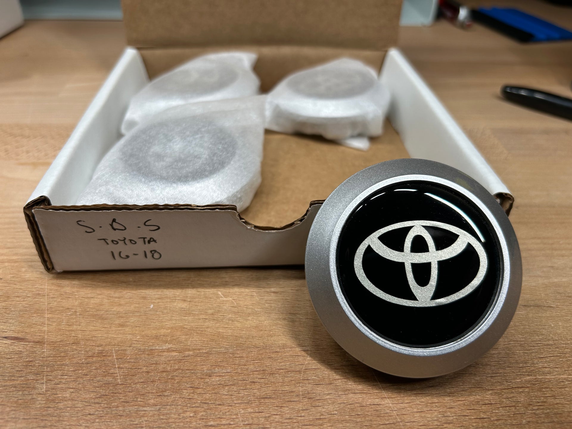 Clearance Toyota logo Enkei center cap, silver with black and silver logo